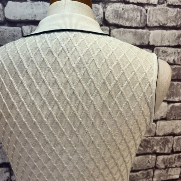 Tehama Vintage White & Black Sleeveless Sweater Size Medium - Picture 7 of 9